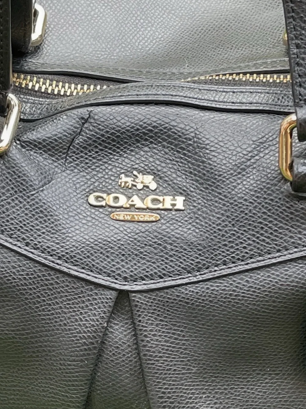 ✨ COACH Pleat Tote in Black Crossgrain Leather (F34680) ✨